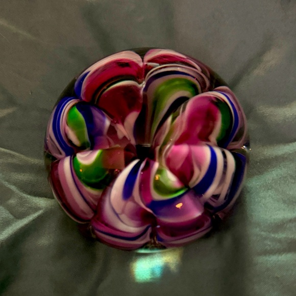 Colorful Glass Art Paperweight by Joe Rice - Picture 1 of 3